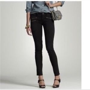 J. Crew Skinny Faux Leather Moto Jean in Black Coated Denim Size 26
